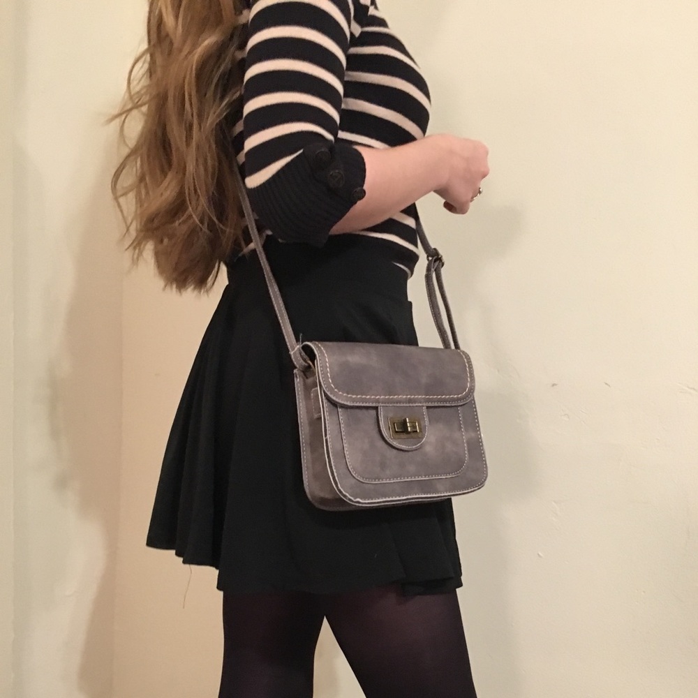 Adjustable Grey Crossbody Purse